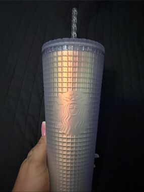 Starbucks 24oz Lavender Pearl Iridescent Grid Tumbler